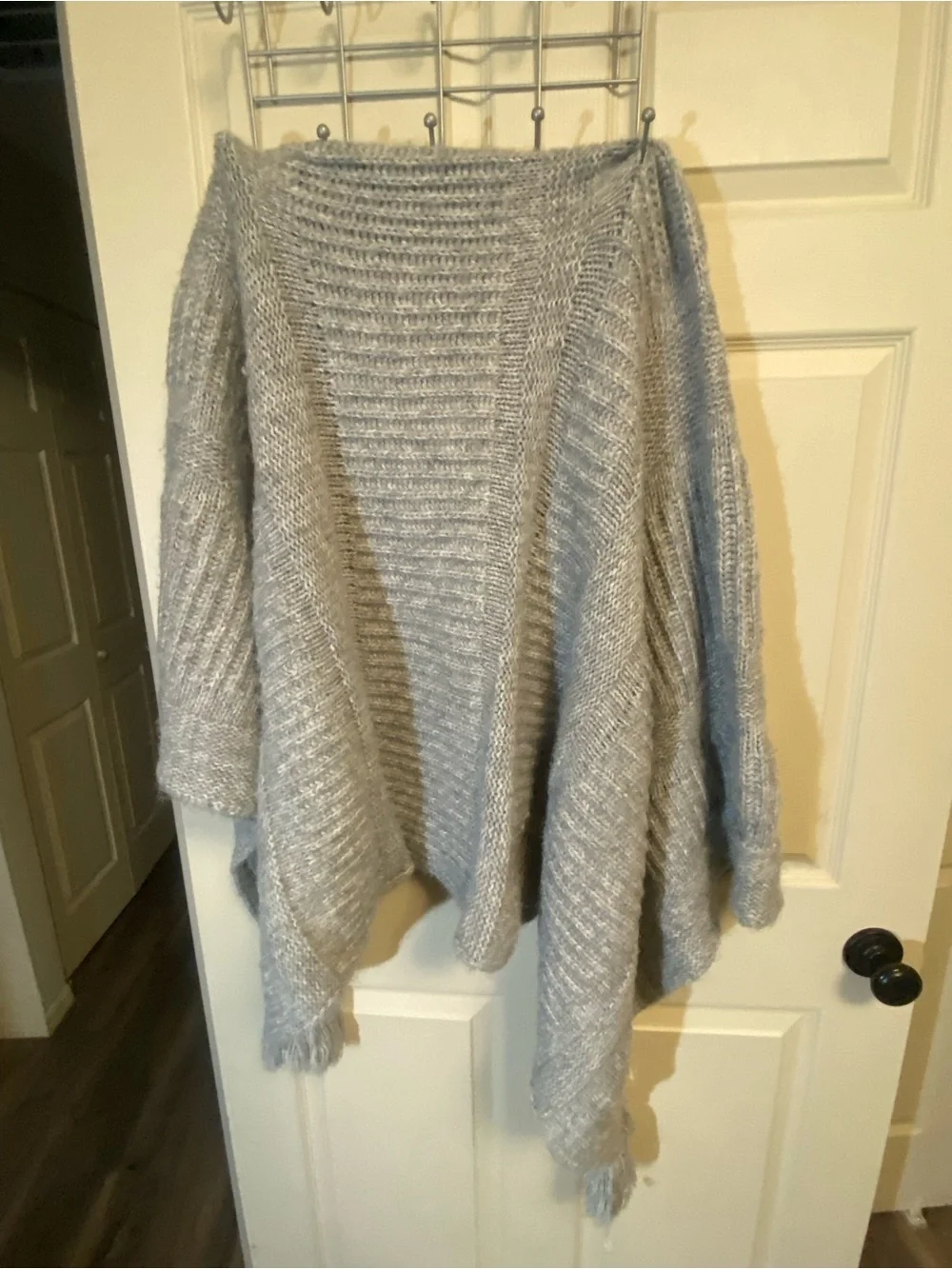 Hearth & Hand Light Gray Knit Throw with Tassels